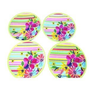 Eco Plates Coldwater Creek 4 Plate Set Kitchen Decor Flower Pattern Evergreen